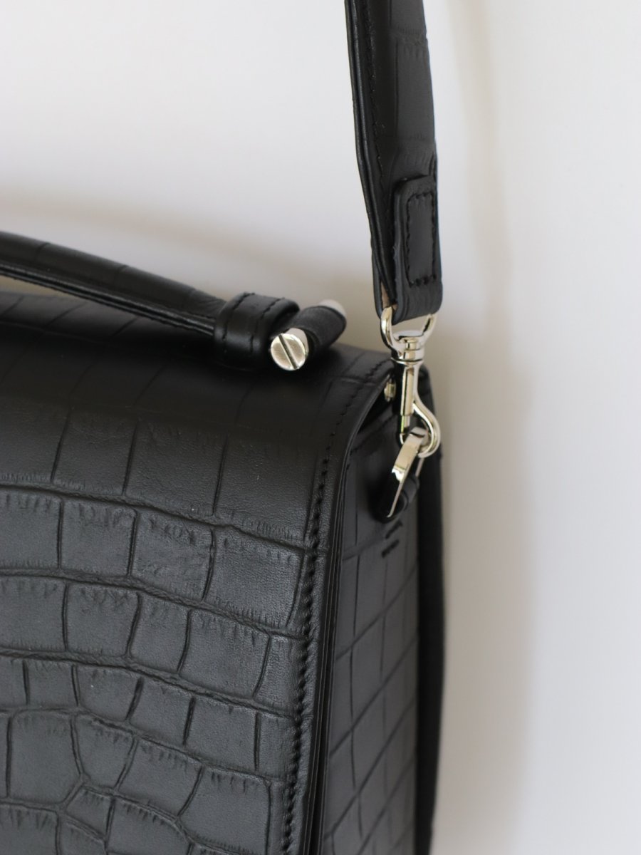 画像8: SAINT MARKS shoulder (BLACK)/クロコ型押しレザー (8)