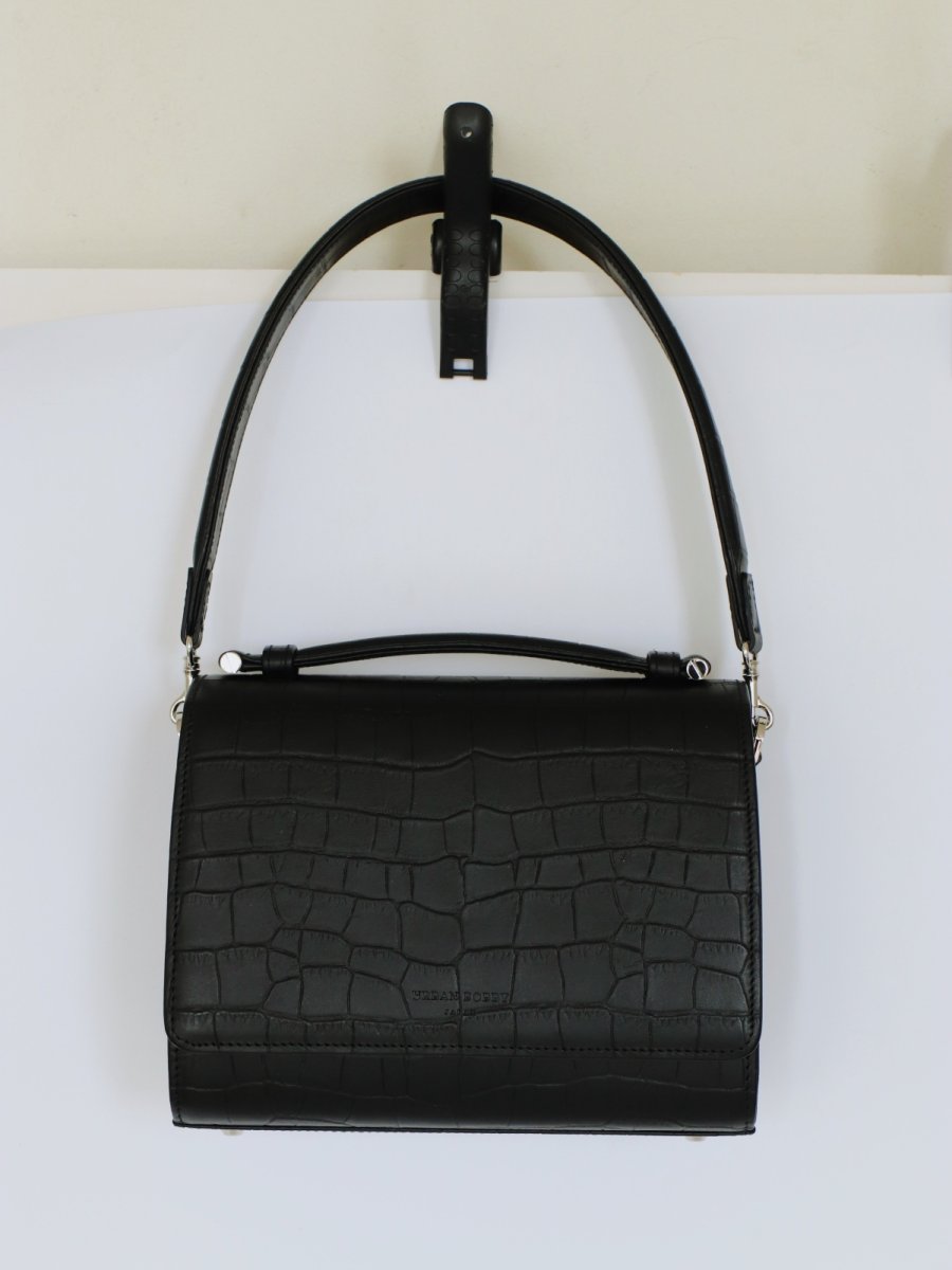 画像1: SAINT MARKS shoulder (BLACK)/クロコ型押しレザー (1)