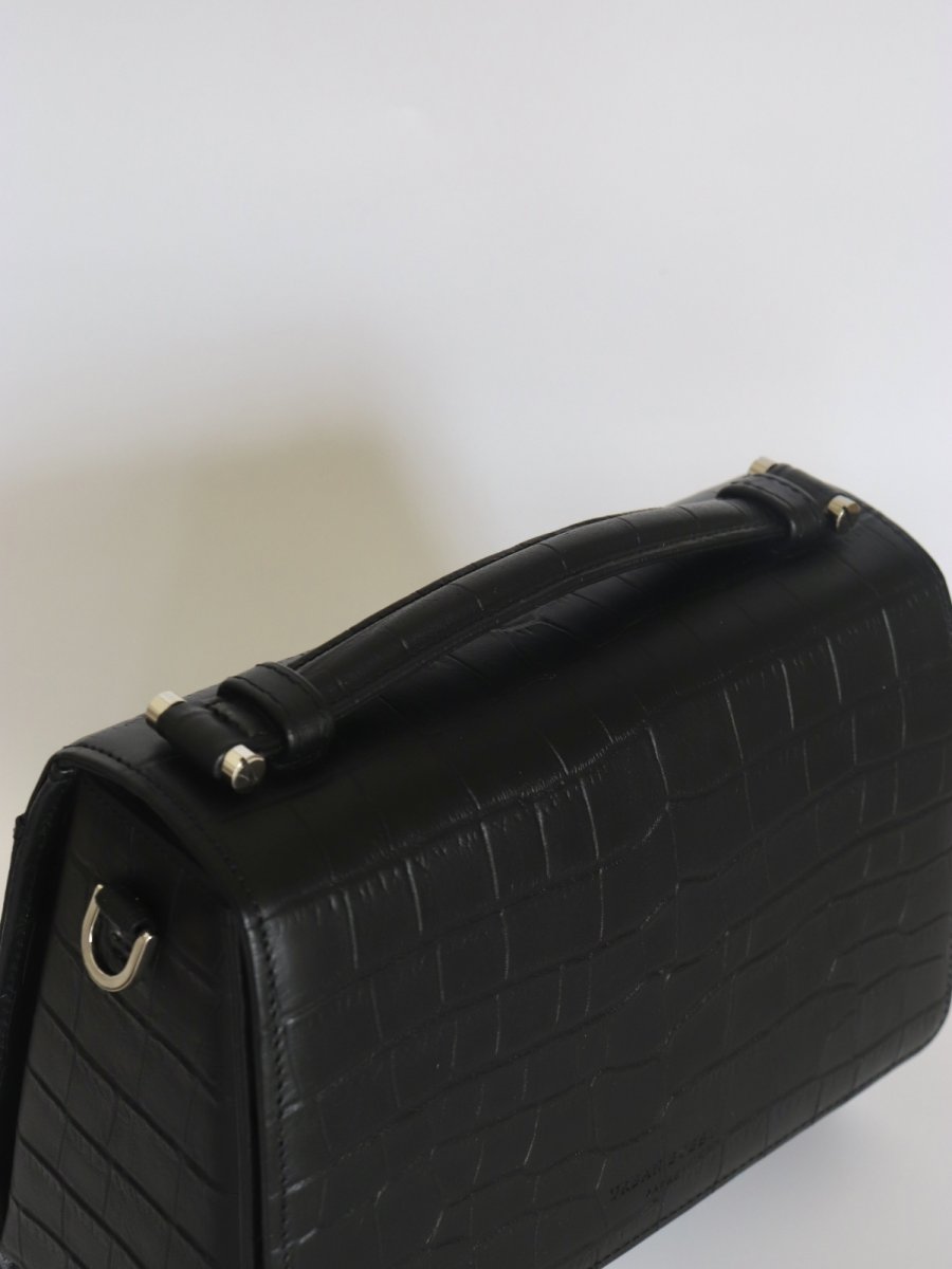 画像6: SAINT MARKS shoulder (BLACK)/クロコ型押しレザー (6)