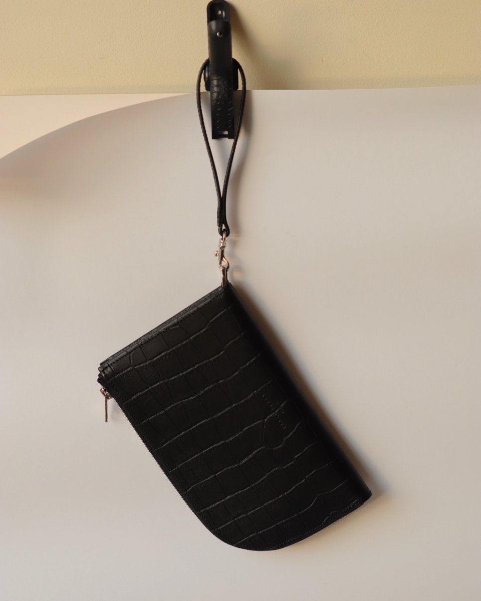 画像2: SUBWAY pouch/ BLACK(クロコ型押しレザー) (2)