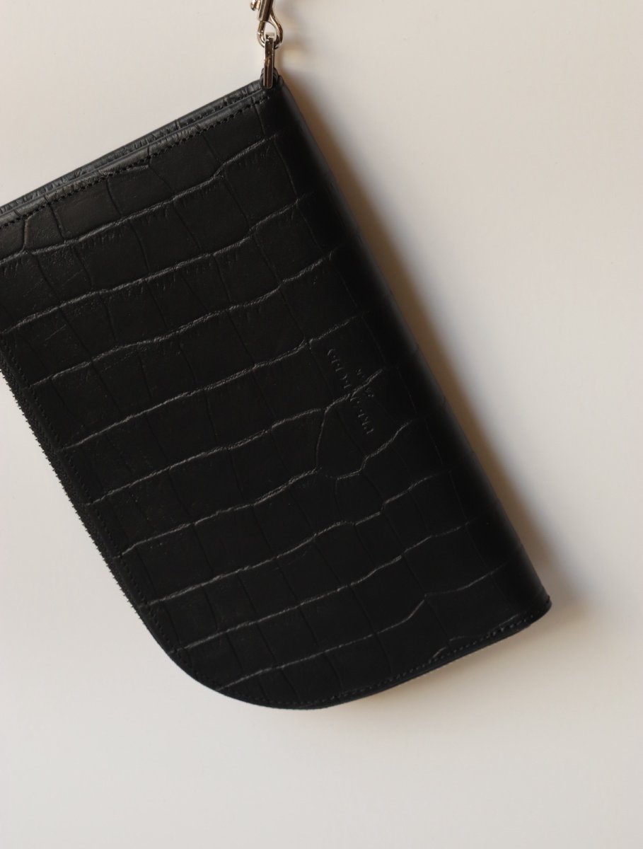 画像1: SUBWAY pouch/ BLACK(クロコ型押しレザー) (1)