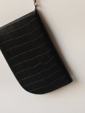画像1: SUBWAY pouch/ BLACK(クロコ型押しレザー) (1)