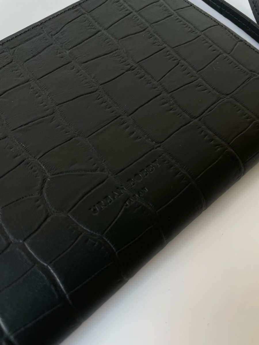 画像4: SUBWAY pouch/ BLACK(クロコ型押しレザー) (4)