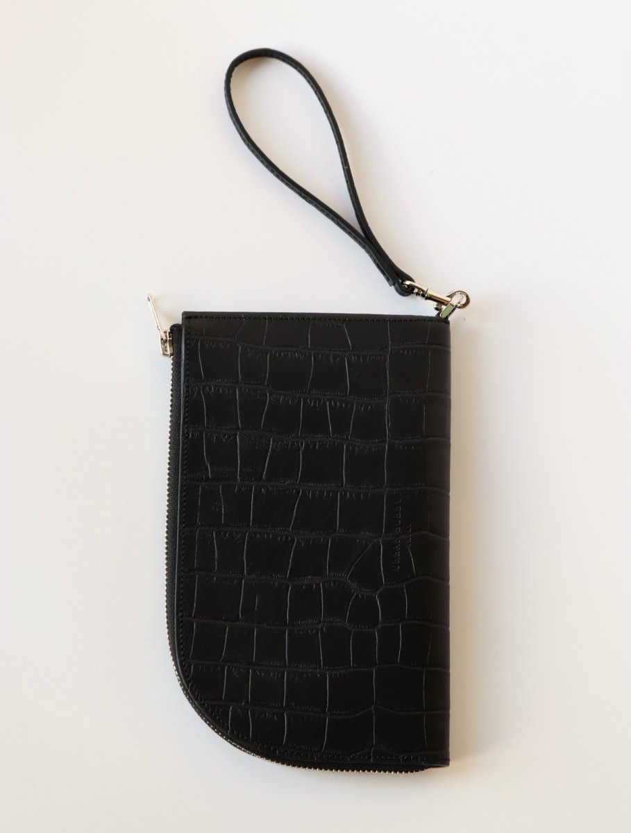 画像3: SUBWAY pouch/ BLACK(クロコ型押しレザー) (3)