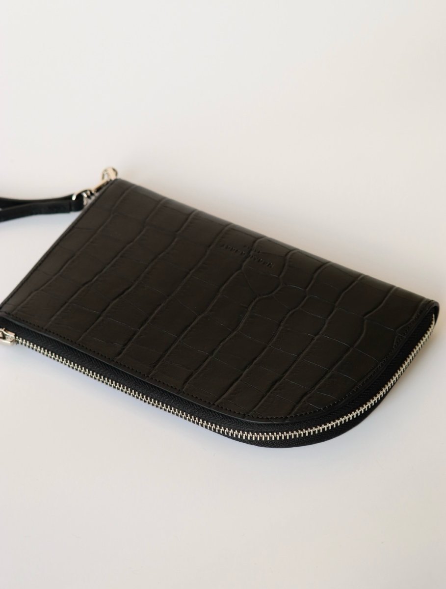 画像5: SUBWAY pouch/ BLACK(クロコ型押しレザー) (5)