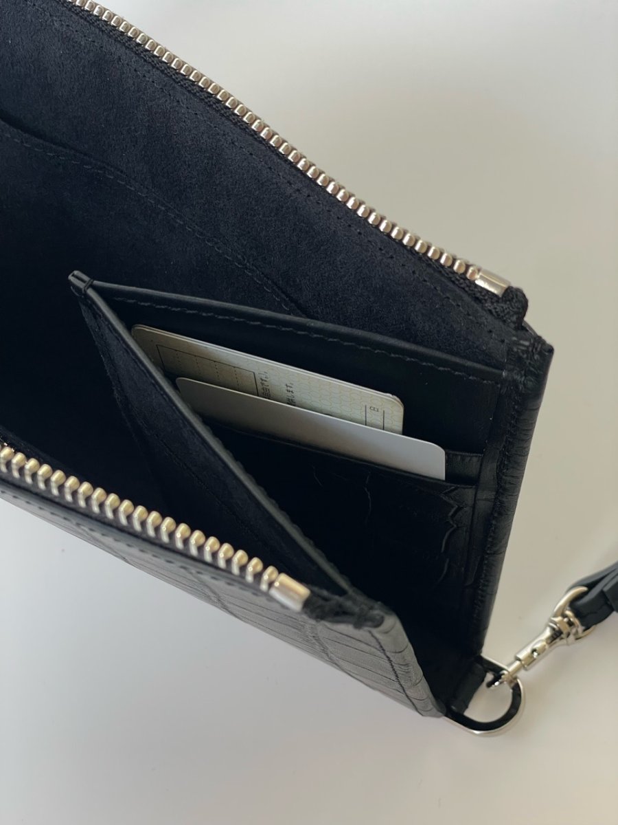 画像8: SUBWAY pouch/ BLACK(クロコ型押しレザー) (8)