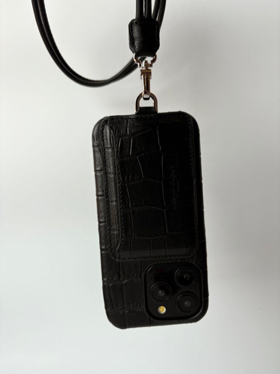 画像1: UB iPhone case (croco BLACK) (1)