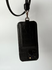 画像1: UB iPhone case (croco BLACK) (1)